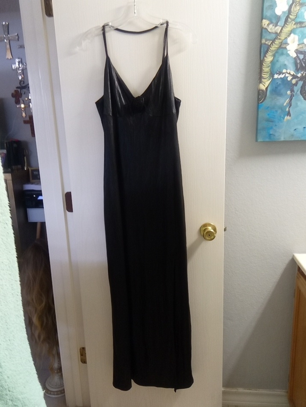 Classic Black Slip Maxi Dress with Spaghetti Straps